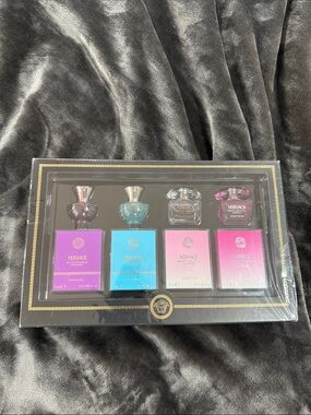 Versace Mini Fragrance Gift Set - Purple, Blue, Pink, Clear 5 ml each
